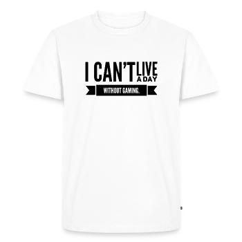 Je ne peux pas vivre une journée sans jouer. Concevez 4 joueurs. - T-shirt Premium bio Homme - blanc - Devant - Nico (187cm)