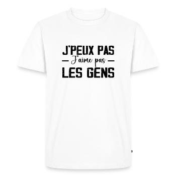 J'Peux Pas ! J'Aime Pas Les Gens 🚷 - T-shirt Premium bio Homme - blanc - Devant - Nico (187cm)