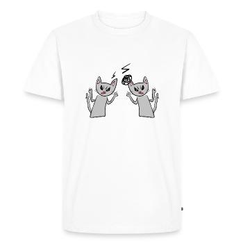 Cats argue angry angry cat - Men's Premium Organic T-Shirt - white - Front - Nico (187cm)