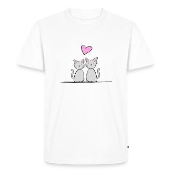 Cat Line Couples Heart Love - Men's Premium Organic T-Shirt - white - Front - Nico (187cm)