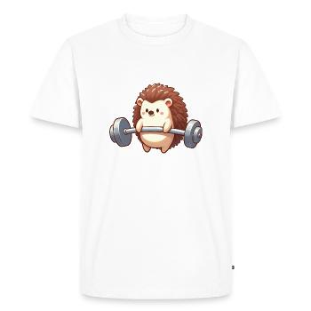 Mignon hérisson barre fitness dessin animé - T-shirt Premium bio Homme - blanc - Devant - Nico (187cm)