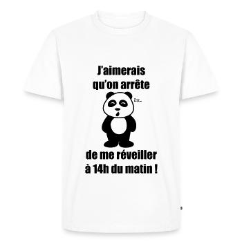 Pas du matin panda - T-shirt Premium bio Homme - blanc - Devant - Nico (187cm)