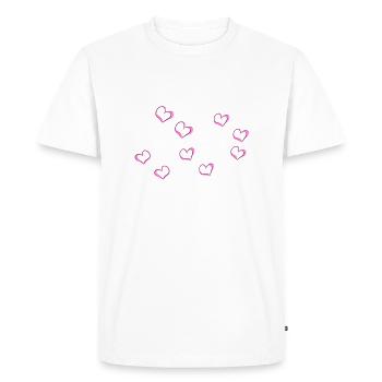 Pink Hearts Line Heart Pattern - Men's Premium Organic T-Shirt - white - Front - Nico (187cm)