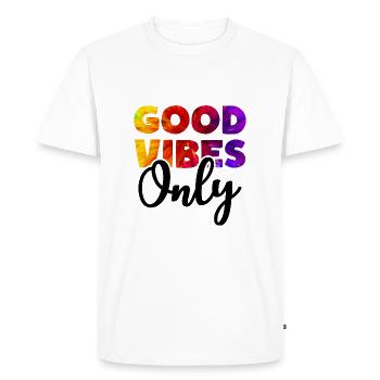 BONNES VIBRATIONS SEULEMENT Des vibrations positives - T-shirt Premium bio Homme - blanc - Devant - Nico (187cm)