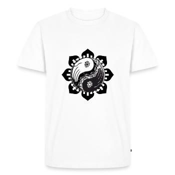 Harmonie en équilibre: T-shirt, casquette et - T-shirt Premium bio Homme - blanc - Devant - Nico (187cm)