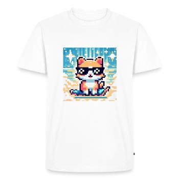 chat icone pixel - T-shirt Premium bio Homme - blanc - Devant - Nico (187cm)