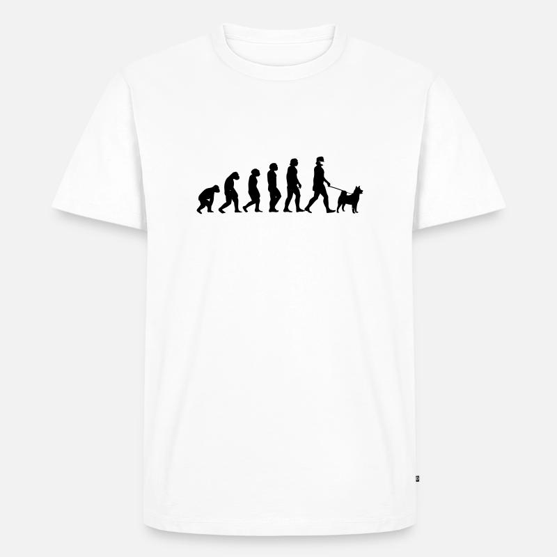 Evolution Hund - Männer Premium Bio T-Shirt - Weiß