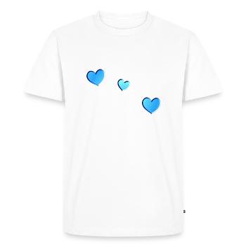 three blue hearts symbol love glitter pattern - Men's Premium Organic T-Shirt - white - Front - Nico (187cm)