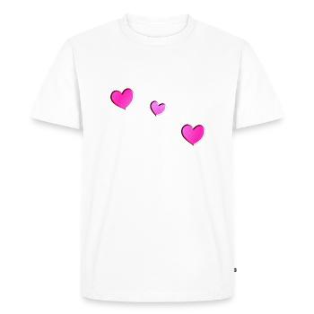 three pink hearts symbol love glitter - Men's Premium Organic T-Shirt - white - Front - Nico (187cm)