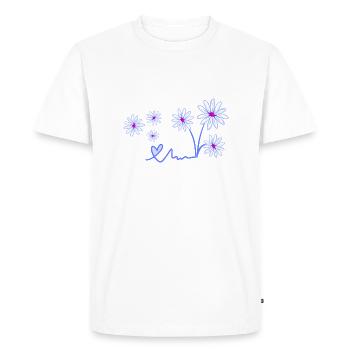 Fleurs violettes Symbole de la plante de cœur - T-shirt Premium bio Homme - blanc - Devant - Nico (187cm)