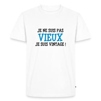 Je ne suis pas vieux, je suis Vintage ! - Men's Premium Organic T-Shirt - white - Front - Nico (187cm)