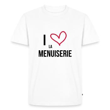 Menuisier / Menuiserie / Bois / Charpentier - T-shirt Premium bio Homme - blanc - Devant - Nico (187cm)
