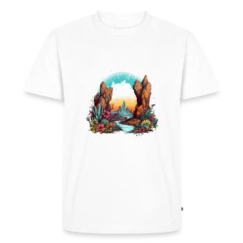 Roches et fleurs - T-shirt Premium bio Homme - blanc - Devant - Nico (187cm)