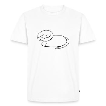sad cat animal symbol - Men's Premium Organic T-Shirt - white - Front - Nico (187cm)
