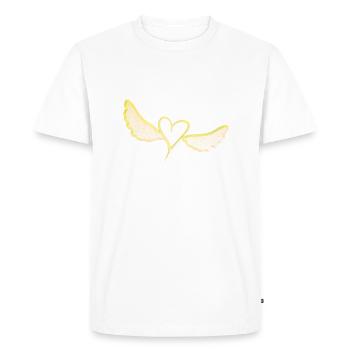 angel gold glitter heart symbol wings fly - Men's Premium Organic T-Shirt - white - Front - Nico (187cm)