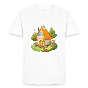 Maison de conte de fées Fleurs Boutique orange - T-shirt Premium bio Homme - blanc - Devant - Nico (187cm)