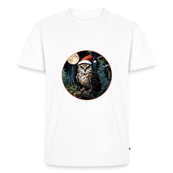 Little Christmas Owl with Santa Hat - Men's Premium Organic T-Shirt - white - Front - Nico (187cm)
