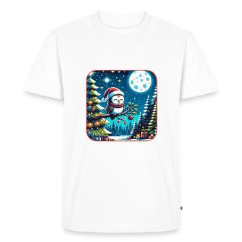 Cute owl with Santa hat sitting on a branch - Men's Premium Organic T-Shirt - white - Front - Nico (187cm)