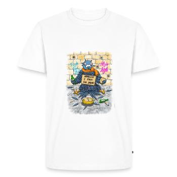 Pigeon sans-abri Dicton drôle, version sale - T-shirt Premium bio Homme - blanc - Devant - Nico (187cm)
