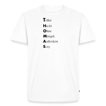 Thomas, Namensbeschreibung - Männer Premium Bio T-Shirt - Weiß - Vorne - Nico (187cm)