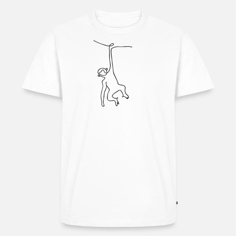 Affe - Monkey - Ein-Strich-Zeichnung - Männer Premium Bio T-Shirt - Weiß