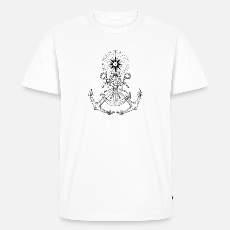 Anker mit Kompass - Männer Premium Bio T-Shirt - Weiß