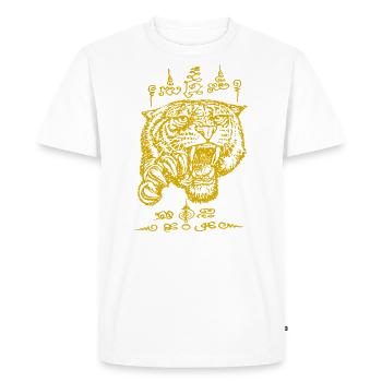 Tiger Sak Yant Tattoo Thailand Tiger Head Gold - Men's Premium Organic T-Shirt - white - Front - Nico (187cm)