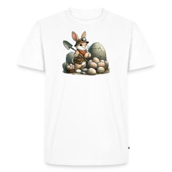 Osterhase als Archäologe mit Eiern - Männer Premium Bio T-Shirt - Weiß - Vorne - Nico (187cm)