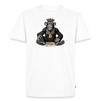 Fat Crypto-Chimp 3 T-Shirt !! - Men's Premium Organic T-Shirt - white - Front - Nico (187cm)