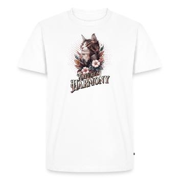 La nature en harmonie - Le chat en fleurs - T-shirt Premium bio Homme - blanc - Devant - Nico (187cm)