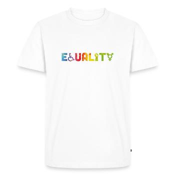 Égalité - T-shirt Premium bio Homme - blanc - Devant - Nico (187cm)