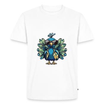 Peacock Bird Comic Holiday - Men's Premium Organic T-Shirt - white - Front - Nico (187cm)