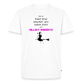 À mi-temps ange, sorcière, fou à plein temps - T-shirt Premium bio Homme - blanc - Devant - Nico (187cm)