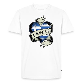 Grèce Drapeau Vintage Coeur Athènes Crète Crète Kos - T-shirt Premium bio Homme - blanc - Devant - Nico (187cm)