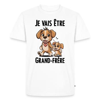 Je vais être grand-frère - futur grand frère - T-shirt Premium bio Homme - blanc - Devant - Nico (187cm)