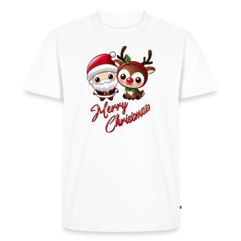 Père Noel et Renne Kawaii - T-shirt Premium bio Homme - blanc - Devant - Nico (187cm)