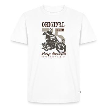 Biker Vintage Motorcycle 75 d'origine! - T-shirt Premium bio Homme - blanc - Devant - Nico (187cm)