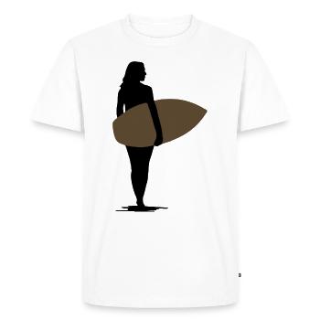 Fille surfeur silhouette vague surf motif de surfergirl - T-shirt Premium bio Homme - blanc - Devant - Nico (187cm)