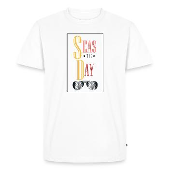 Vacation, summer, sea - Men's Premium Organic T-Shirt - white - Front - Nico (187cm)