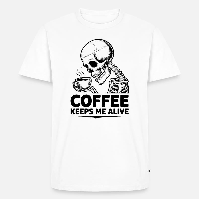 Coffee keeps me alive - Männer Premium Bio T-Shirt - Weiß