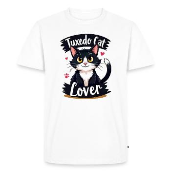 Tuxedo Cat Lover - Free Gift - Men's Premium Organic T-Shirt - white - Front - Nico (187cm)