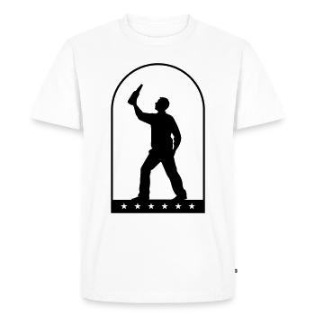 Boire une bouteille de bière - T-shirt Premium bio Homme - blanc - Devant - Nico (187cm)