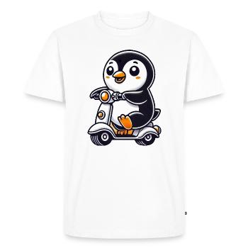 Whimsical Penguin Scooter Moped Funny Funny - Men's Premium Organic T-Shirt - white - Front - Nico (187cm)