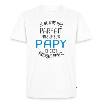 Pas parfait mais papy - T-shirt Premium bio Homme - blanc - Devant - Nico (187cm)