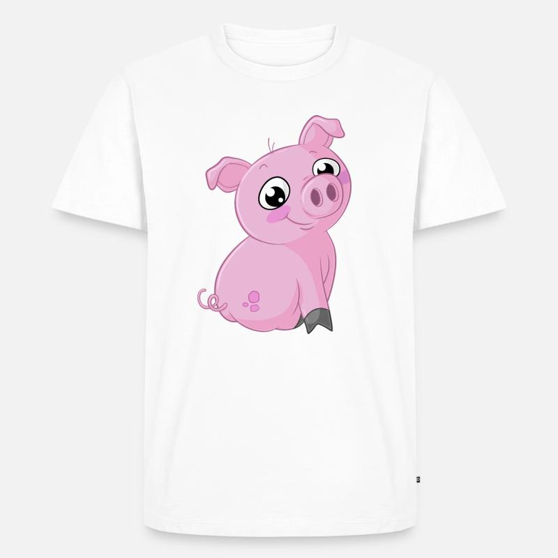 Süßes Comic Schweinchen - Männer Premium Bio T-Shirt - Weiß