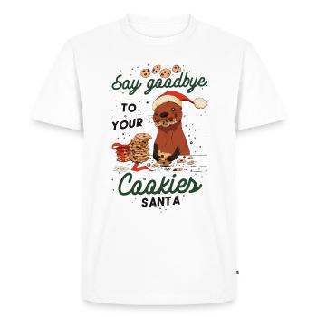 Loutre Cadeau de Noël Biscuits de Loutre Noël Noël - T-shirt Premium bio Homme - blanc - Devant - Nico (187cm)