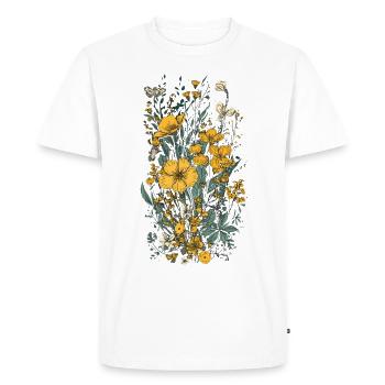 Beau bouquet d’herbier de fleurs bohèmes jaune - T-shirt Premium bio Homme - blanc - Devant - Nico (187cm)