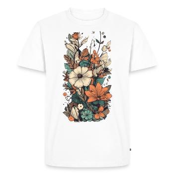Magnifique bouquet d’herbier de fleurs bohèmes - T-shirt Premium bio Homme - blanc - Devant - Nico (187cm)