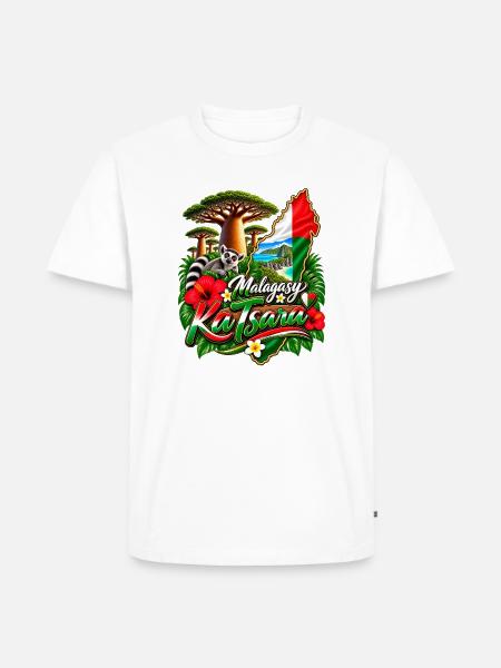 Malagasy KaTsara Tropenmotiv - Männer Premium Bio T-Shirt - Weiß