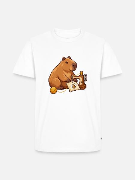 Capybara Pixel Art Designerin – Näherin - Männer Premium Bio T-Shirt - Weiß